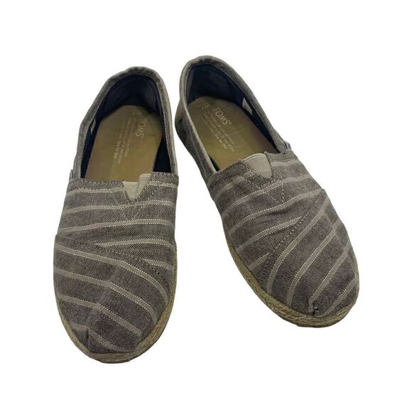 Toms Beige Striped Loafers Size 7 - Picture 1 of 9